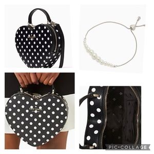 ♠️-  Bande Kate Spade Heart  Bag Black and white .including bracelets from ♠️